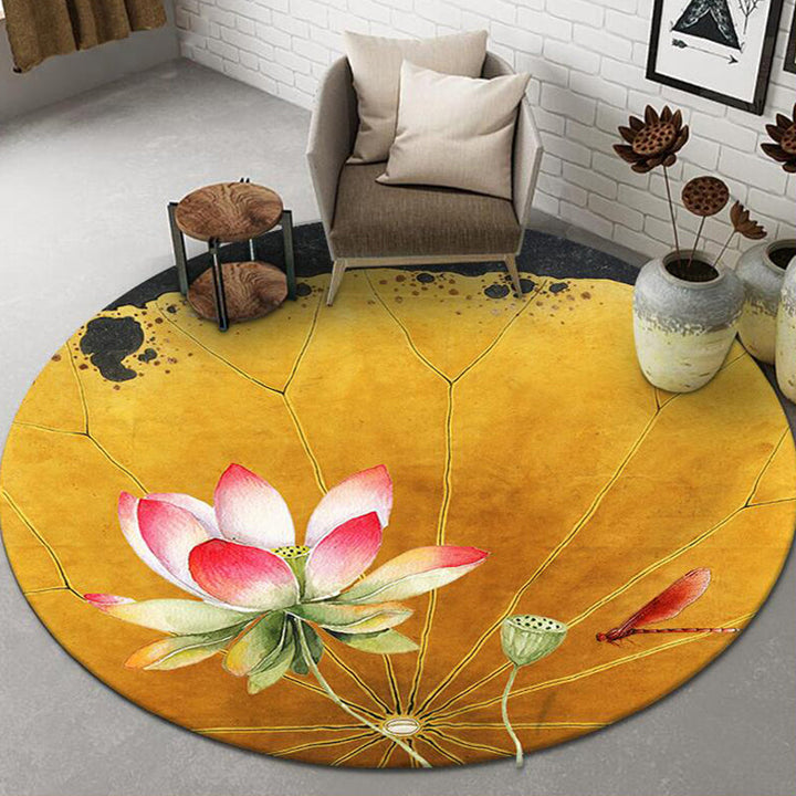 Lisslune | Chinese Landscape Print Rug Multicolor Polypropylene Rug Anti-Skid Back Stain Resistant Pet Friendly Rug for the Living Room