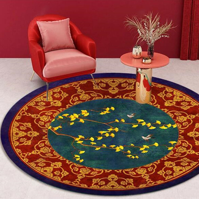 Lisslune | Chinese Landscape Print Rug Multicolor Polypropylene Rug Anti-Skid Back Stain Resistant Pet Friendly Rug for the Living Room