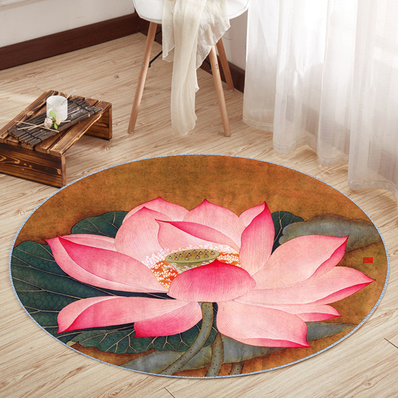 Lisslune | Chinese Landscape Print Rug Multicolor Polypropylene Rug Anti-Skid Back Stain Resistant Pet Friendly Rug for the Living Room