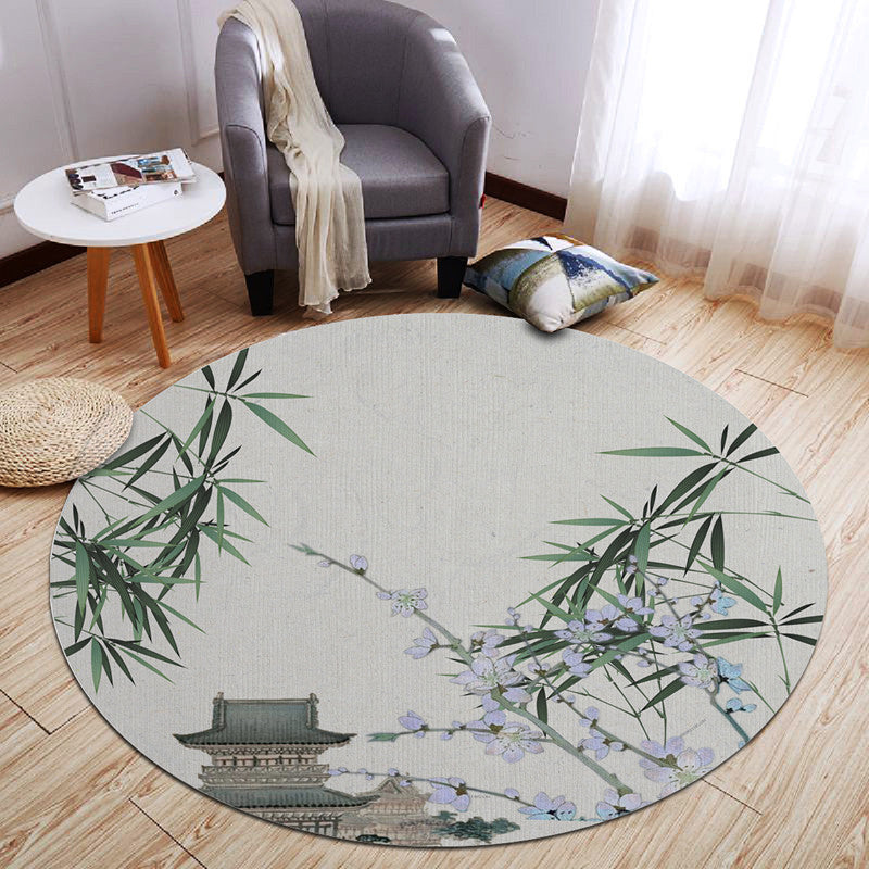 Lisslune | Chinese Landscape Print Rug Multicolor Polypropylene Rug Anti-Skid Back Stain Resistant Pet Friendly Rug for the Living Room