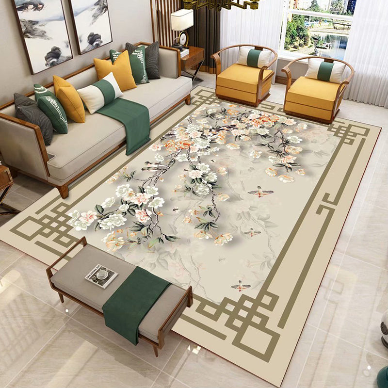 Lisslune | Chinese 3D Print Rug Multicolor Polyester Rug Pet-Friendly Non-Slip Washable Rug for the Living Room