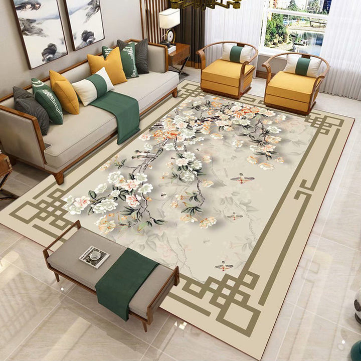 Lisslune | Chinese 3D Print Rug Multicolor Polyester Rug Pet-Friendly Non-Slip Washable Rug for the Living Room