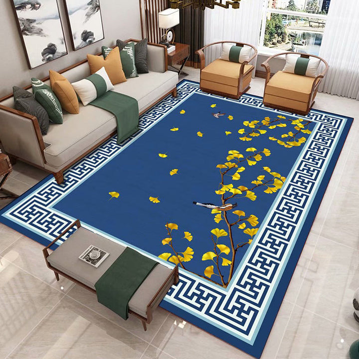 Lisslune | Chinese 3D Print Rug Multicolor Polyester Rug Pet-Friendly Non-Slip Washable Rug for the Living Room