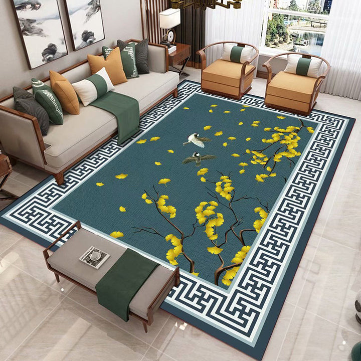 Lisslune | Chinese 3D Print Rug Multicolor Polyester Rug Pet-Friendly Non-Slip Washable Rug for the Living Room