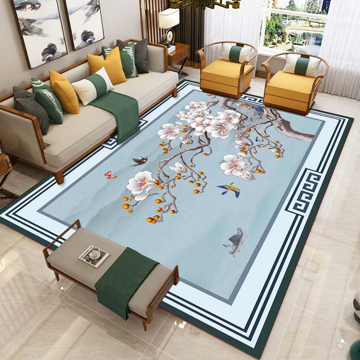 Lisslune | Chinese 3D Print Rug Multicolor Polyester Rug Pet-Friendly Non-Slip Washable Rug for the Living Room