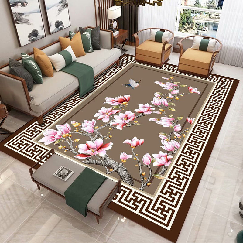 Lisslune | Chinese 3D Print Rug Multicolor Polyester Rug Pet-Friendly Non-Slip Washable Rug for the Living Room