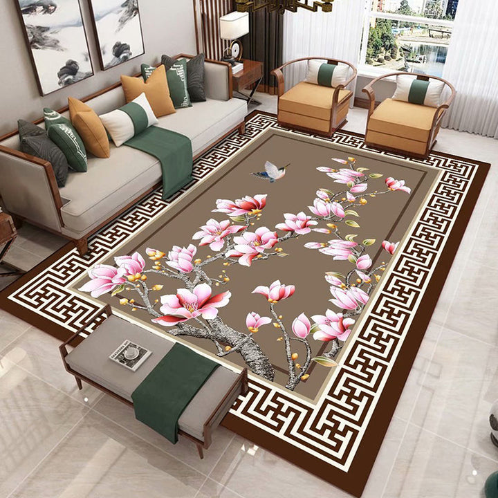 Lisslune | Chinese 3D Print Rug Multicolor Polyester Rug Pet-Friendly Non-Slip Washable Rug for the Living Room