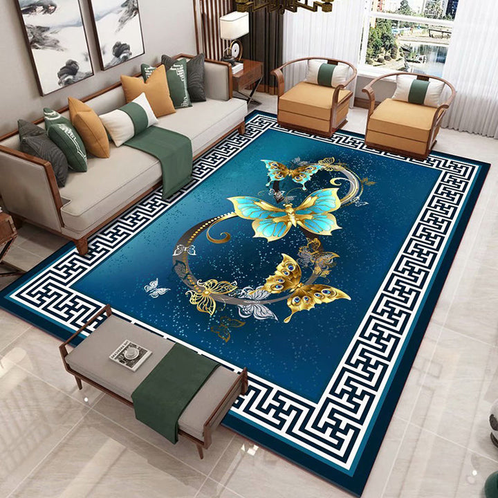 Lisslune | Chinese 3D Print Rug Multicolor Polyester Rug Pet-Friendly Non-Slip Washable Rug for the Living Room