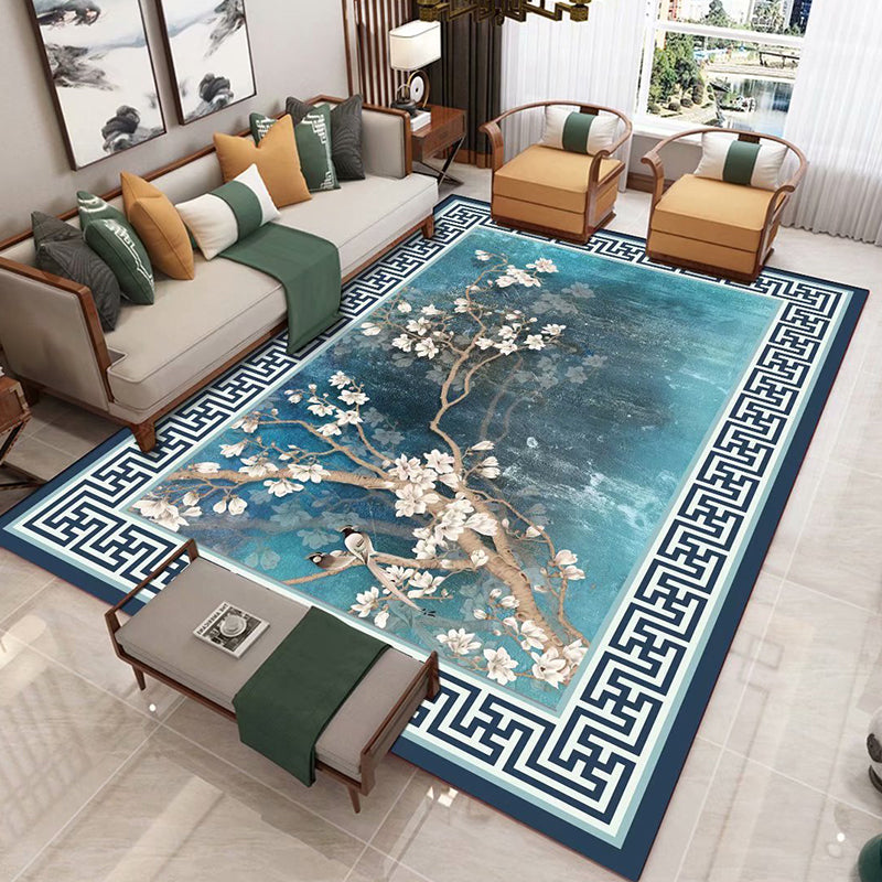 Lisslune | Chinese 3D Print Rug Multicolor Polyester Rug Pet-Friendly Non-Slip Washable Rug for the Living Room