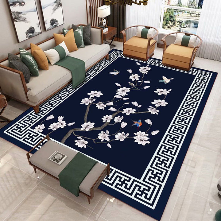 Lisslune | Chinese 3D Print Rug Multicolor Polyester Rug Pet-Friendly Non-Slip Washable Rug for the Living Room