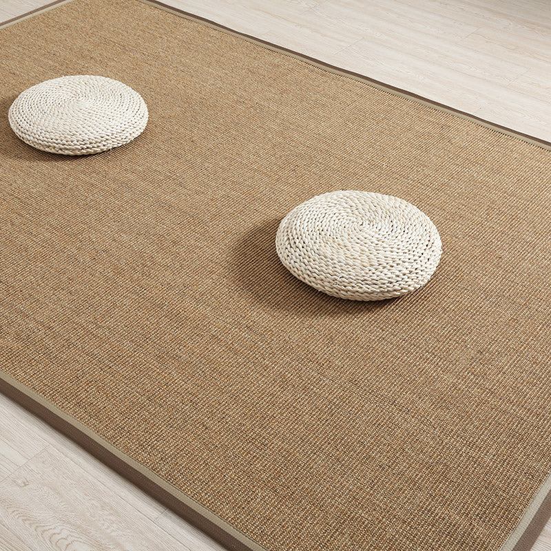 Lisslune | Primitive Multicolor Solid Carpet Sisal Japanese Area Rug Washable Stain Resistant Non-Slip Rug with Fabric Edge for Home