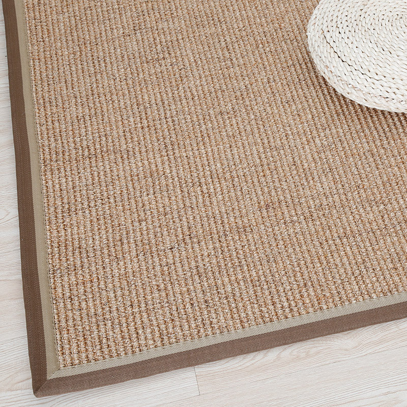 Lisslune | Primitive Multicolor Solid Carpet Sisal Japanese Area Rug Washable Stain Resistant Non-Slip Rug with Fabric Edge for Home