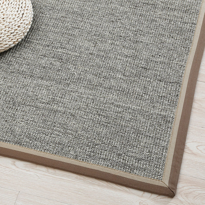 Lisslune | Primitive Multicolor Solid Carpet Sisal Japanese Area Rug Washable Stain Resistant Non-Slip Rug with Fabric Edge for Home
