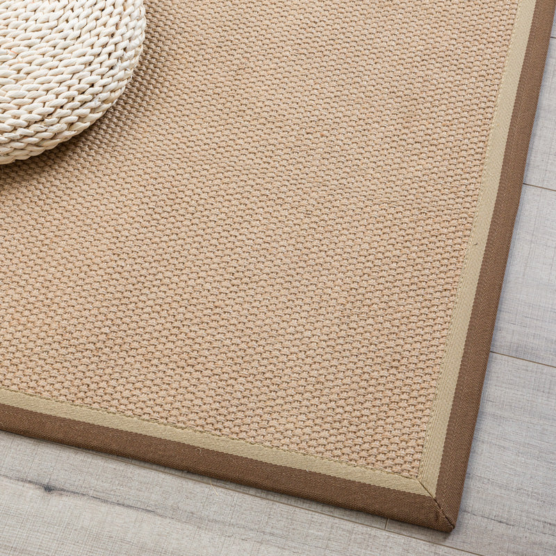 Lisslune | Primitive Multicolor Solid Carpet Sisal Japanese Area Rug Washable Stain Resistant Non-Slip Rug with Fabric Edge for Home
