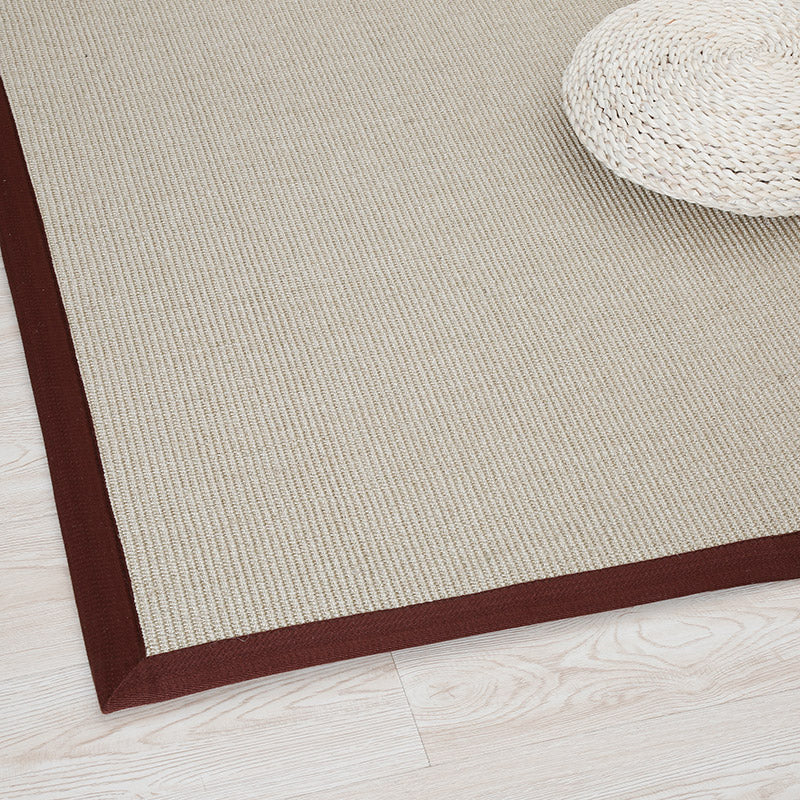 Lisslune | Primitive Multicolor Solid Carpet Sisal Japanese Area Rug Washable Stain Resistant Non-Slip Rug with Fabric Edge for Home