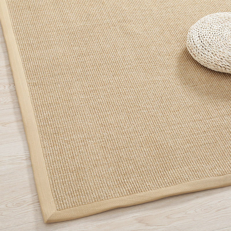 Lisslune | Primitive Multicolor Solid Carpet Sisal Japanese Area Rug Washable Stain Resistant Non-Slip Rug with Fabric Edge for Home