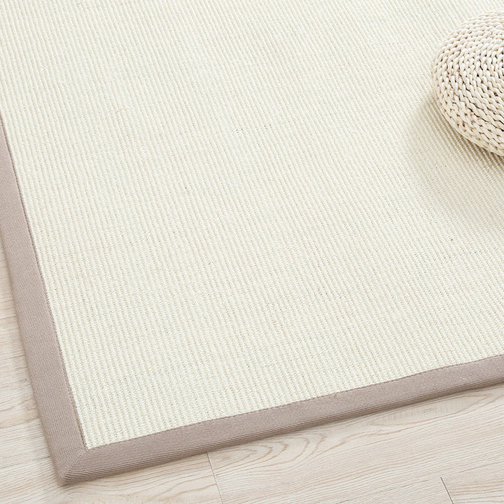 Lisslune | Primitive Multicolor Solid Carpet Sisal Japanese Area Rug Washable Stain Resistant Non-Slip Rug with Fabric Edge for Home