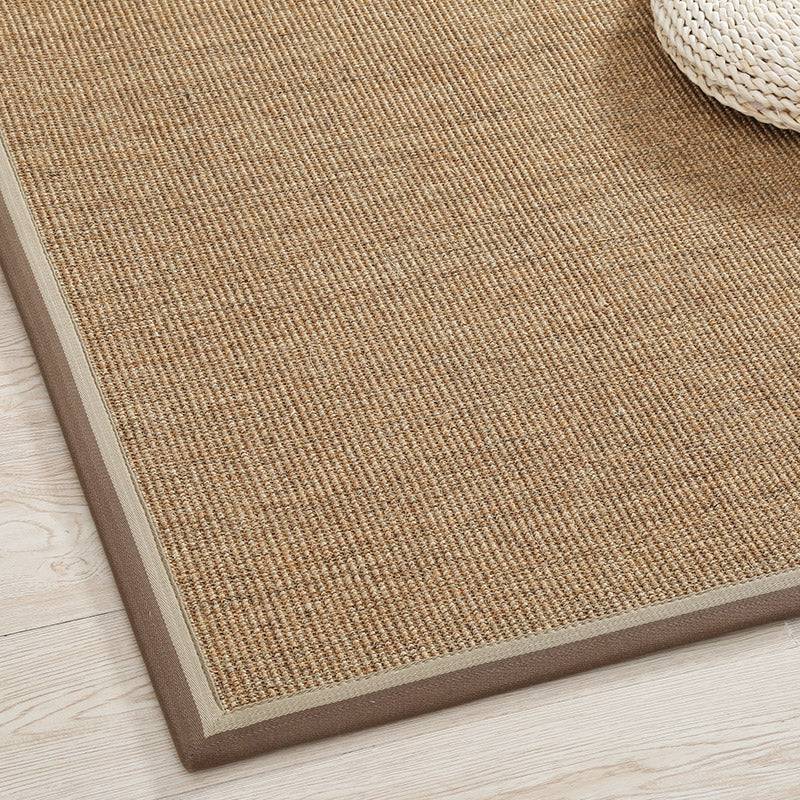 Lisslune | Primitive Multicolor Solid Carpet Sisal Japanese Area Rug Washable Stain Resistant Non-Slip Rug with Fabric Edge for Home