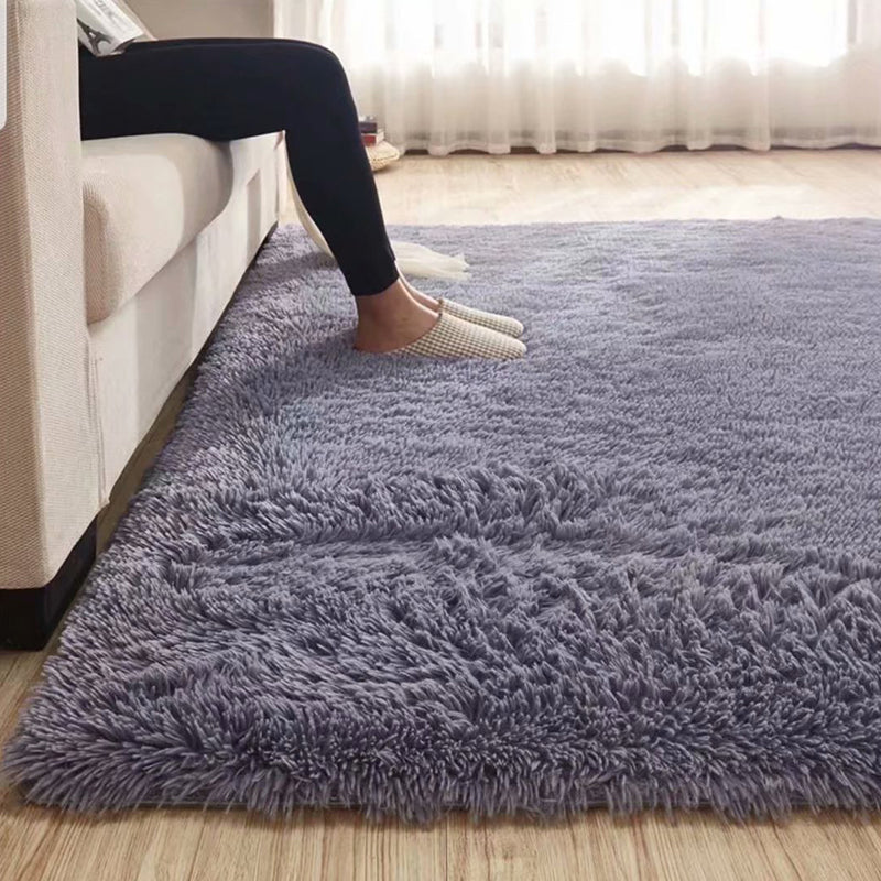 Lisslune | Fluffy Plain Rug Multicolored Casual Carpet Synthetic Washable Pet Friendly Non-Slip Carpet for the Living Room