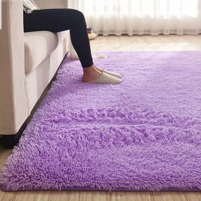Lisslune | Fluffy Plain Rug Multicolored Casual Carpet Synthetic Washable Pet Friendly Non-Slip Carpet for the Living Room