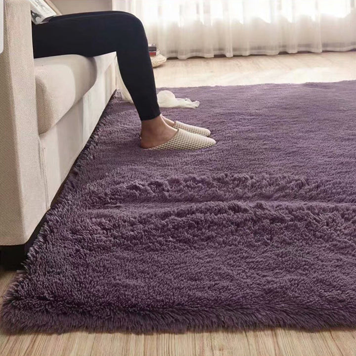 Lisslune | Fluffy Plain Rug Multicolored Casual Carpet Synthetic Washable Pet Friendly Non-Slip Carpet for the Living Room