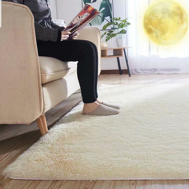 Lisslune | Fluffy Plain Rug Multicolored Casual Carpet Synthetic Washable Pet Friendly Non-Slip Carpet for the Living Room