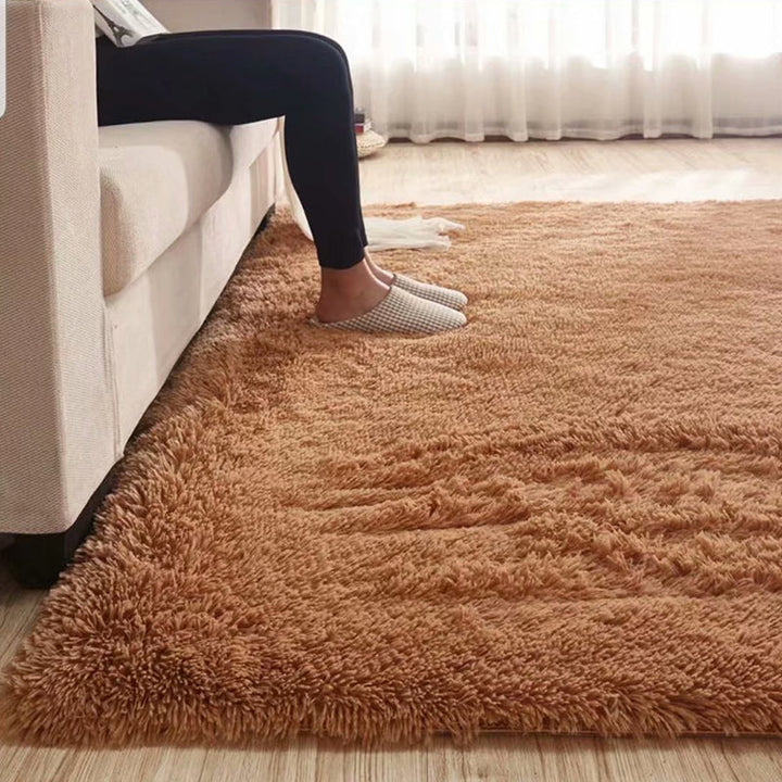 Lisslune | Fluffy Plain Rug Multicolored Casual Carpet Synthetic Washable Pet Friendly Non-Slip Carpet for the Living Room