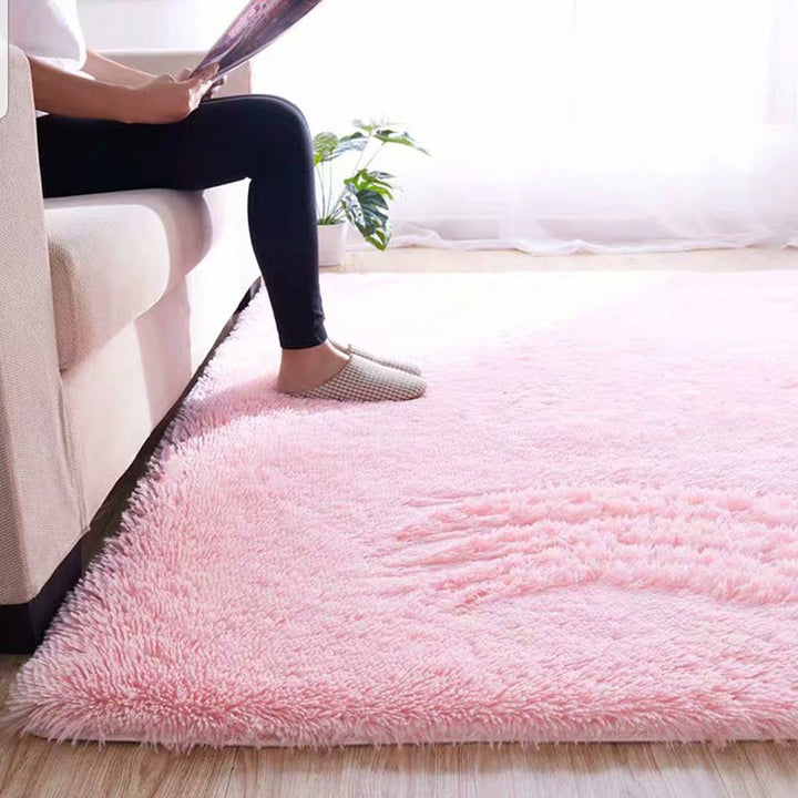 Lisslune | Fluffy Plain Rug Multicolored Casual Carpet Synthetic Washable Pet Friendly Non-Slip Carpet for the Living Room