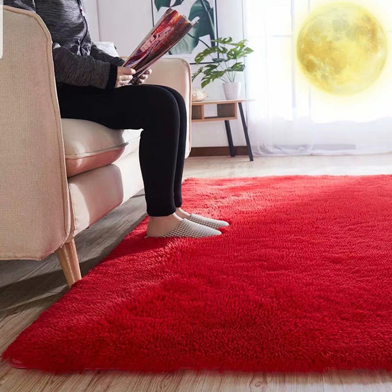 Lisslune | Fluffy Plain Rug Multicolored Casual Carpet Synthetic Washable Pet Friendly Non-Slip Carpet for the Living Room