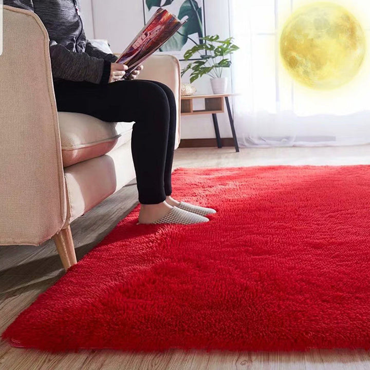 Lisslune | Fluffy Plain Rug Multicolored Casual Carpet Synthetic Washable Pet Friendly Non-Slip Carpet for the Living Room