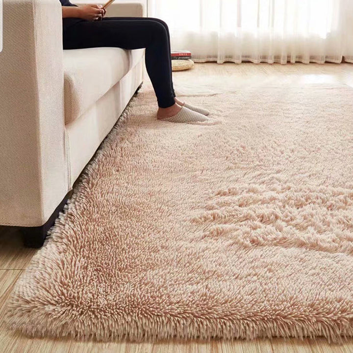 Lisslune | Fluffy Plain Rug Multicolored Casual Carpet Synthetic Washable Pet Friendly Non-Slip Carpet for the Living Room