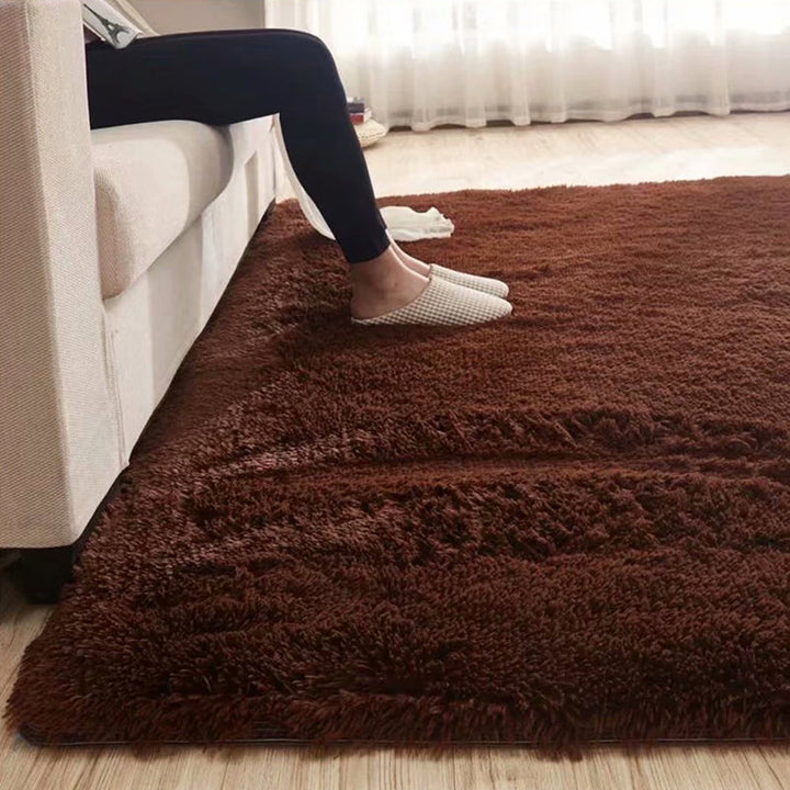 Lisslune | Fluffy Plain Rug Multicolored Casual Carpet Synthetic Washable Pet Friendly Non-Slip Carpet for the Living Room