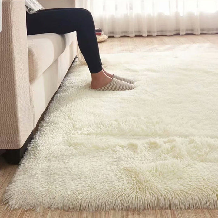 Lisslune | Fluffy Plain Rug Multicolored Casual Carpet Synthetic Washable Pet Friendly Non-Slip Carpet for the Living Room
