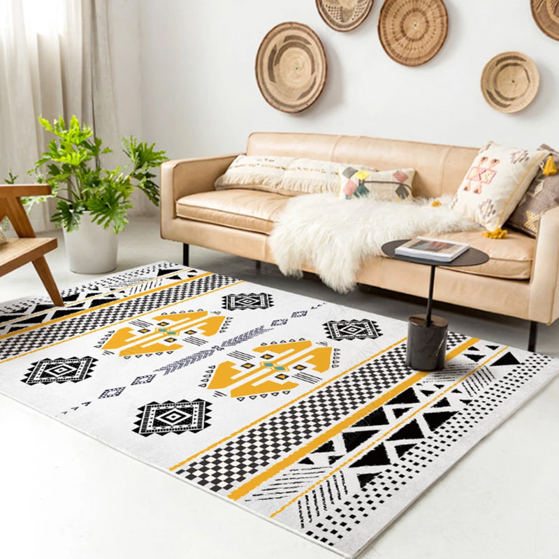 Lisslune | Native American Line Print Rug Multicolor Polypropylene Rug Pet Friendly Non-Slip Back Machine Washable Rug for Living Room