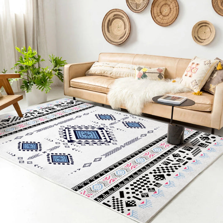 Lisslune | Native American Line Print Rug Multicolor Polypropylene Rug Pet Friendly Non-Slip Back Machine Washable Rug for Living Room