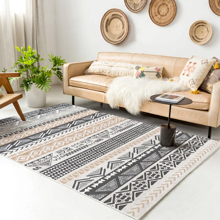 Lisslune | Native American Line Print Rug Multicolor Polypropylene Rug Pet Friendly Non-Slip Back Machine Washable Rug for Living Room