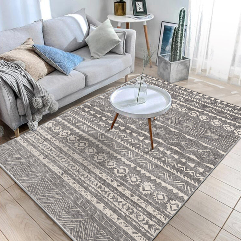 Lisslune | Native American Line Print Rug Multicolor Polypropylene Rug Pet Friendly Non-Slip Back Machine Washable Rug for Living Room