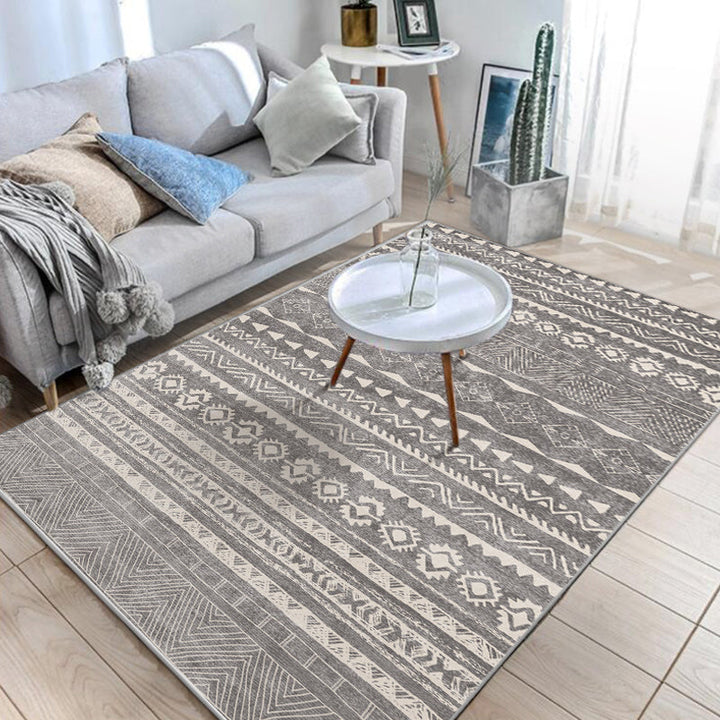 Lisslune | Native American Line Print Rug Multicolor Polypropylene Rug Pet Friendly Non-Slip Back Machine Washable Rug for Living Room