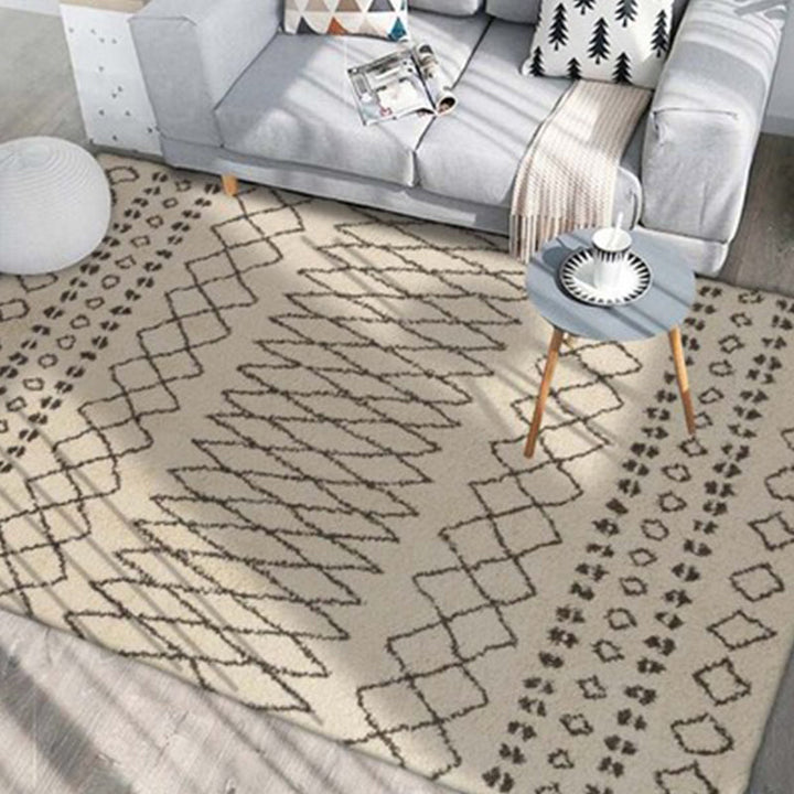 Lisslune | Native American Line Print Rug Multicolor Polypropylene Rug Pet Friendly Non-Slip Back Machine Washable Rug for Living Room