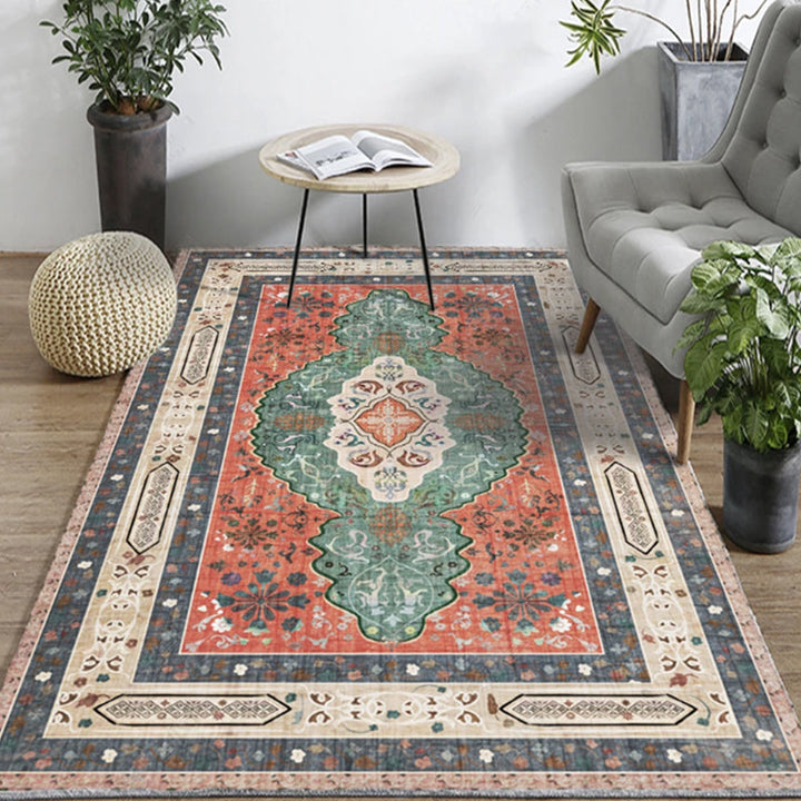 Lisslune | Native American Line Print Rug Multicolor Polypropylene Rug Pet Friendly Non-Slip Back Machine Washable Rug for Living Room