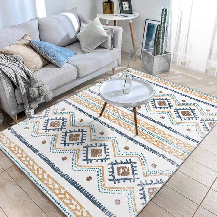 Lisslune | Native American Line Print Rug Multicolor Polypropylene Rug Pet Friendly Non-Slip Back Machine Washable Rug for Living Room
