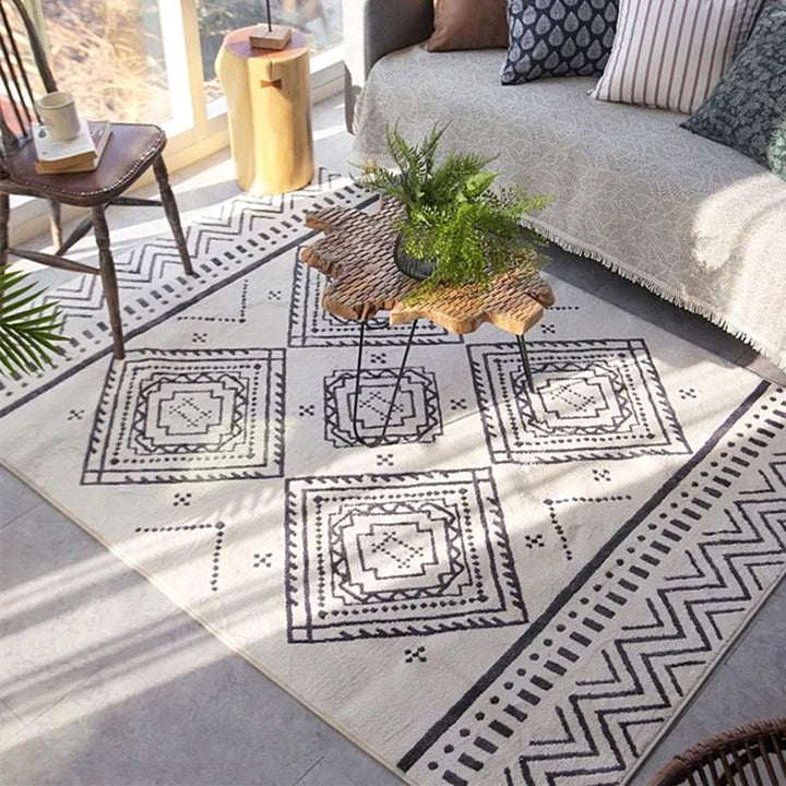 Lisslune | Chic Americana Rug Multicolored Geometric Rug Stain Resistant Non-Slip Back Washable Rug for Home