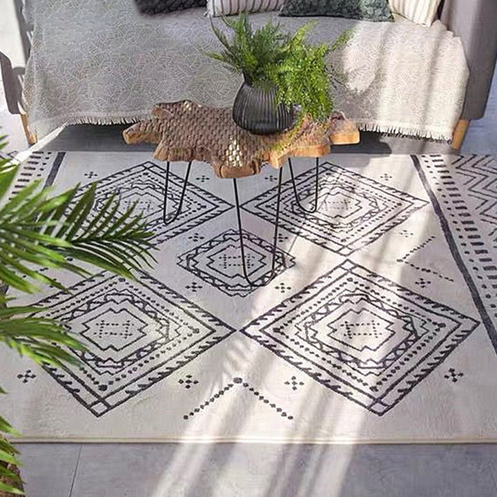 Lisslune | Chic Americana Rug Multicolored Geometric Rug Stain Resistant Non-Slip Back Washable Rug for Home