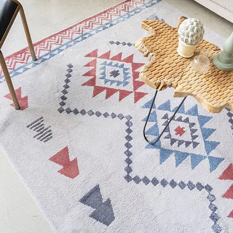 Lisslune | Chic Americana Rug Multicolored Geometric Rug Stain Resistant Non-Slip Back Washable Rug for Home