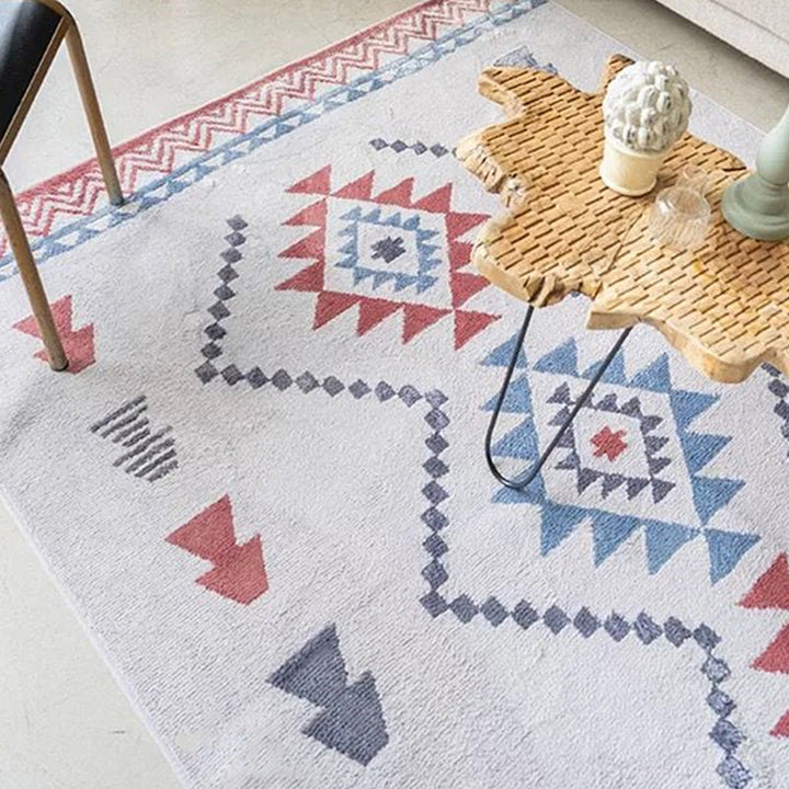 Lisslune | Chic Americana Rug Multicolored Geometric Rug Stain Resistant Non-Slip Back Washable Rug for Home