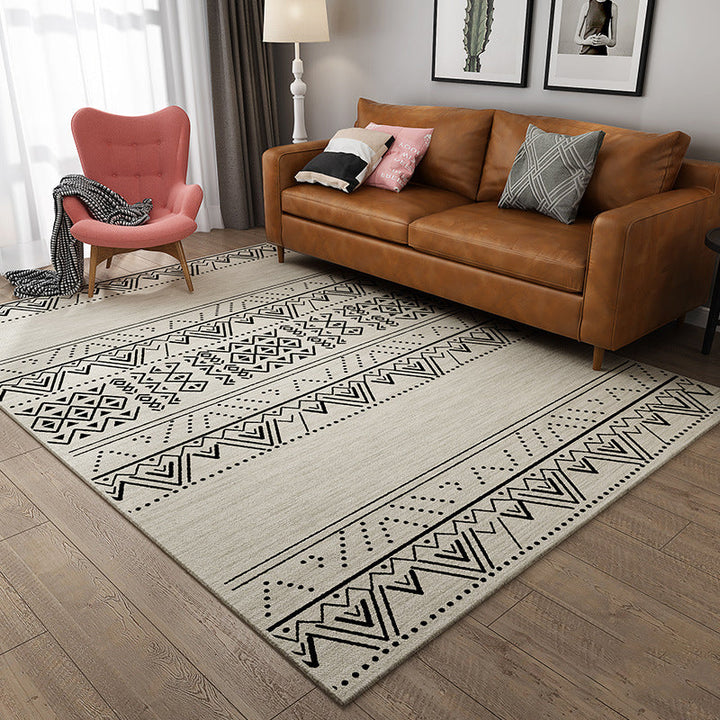 Lisslune | Primitive Tribal Rug Multicolor Geometry Rug Non-Slip Back Washable Stain Resistant Rug for Bedroom