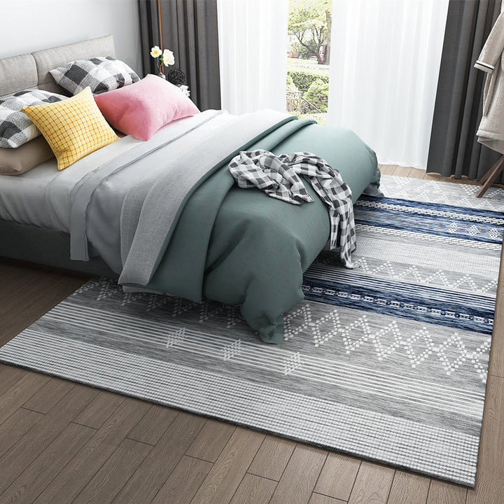 Lisslune | Primitive Tribal Rug Multicolor Geometry Rug Non-Slip Back Washable Stain Resistant Rug for Bedroom