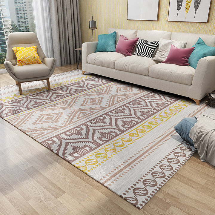 Lisslune | Primitive Tribal Rug Multicolor Geometry Rug Non-Slip Back Washable Stain Resistant Rug for Bedroom