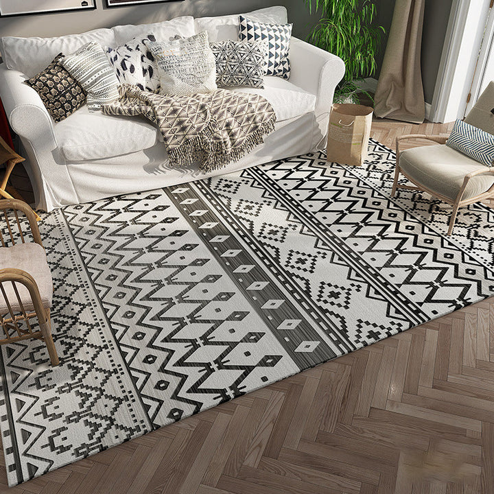 Lisslune | Primitive Tribal Rug Multicolor Geometry Rug Non-Slip Back Washable Stain Resistant Rug for Bedroom