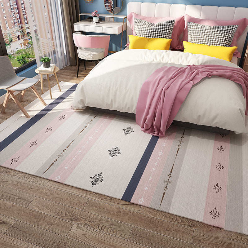 Lisslune | Primitive Tribal Rug Multicolor Geometry Rug Non-Slip Back Washable Stain Resistant Rug for Bedroom